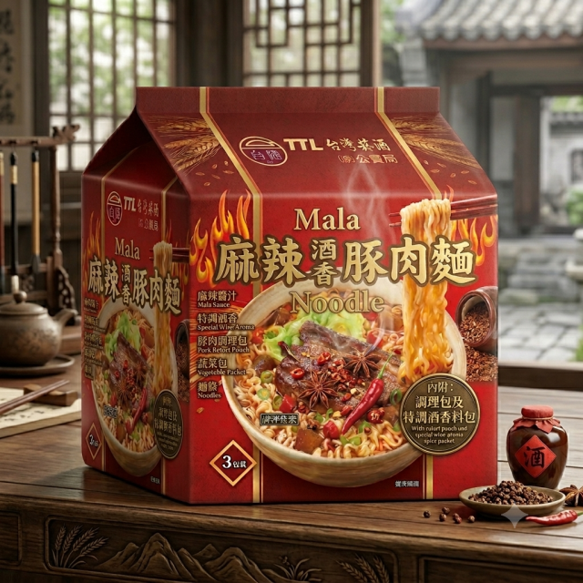 🍜台酒泡麵系列－麻辣酒香豚肉麵（ 袋3入）