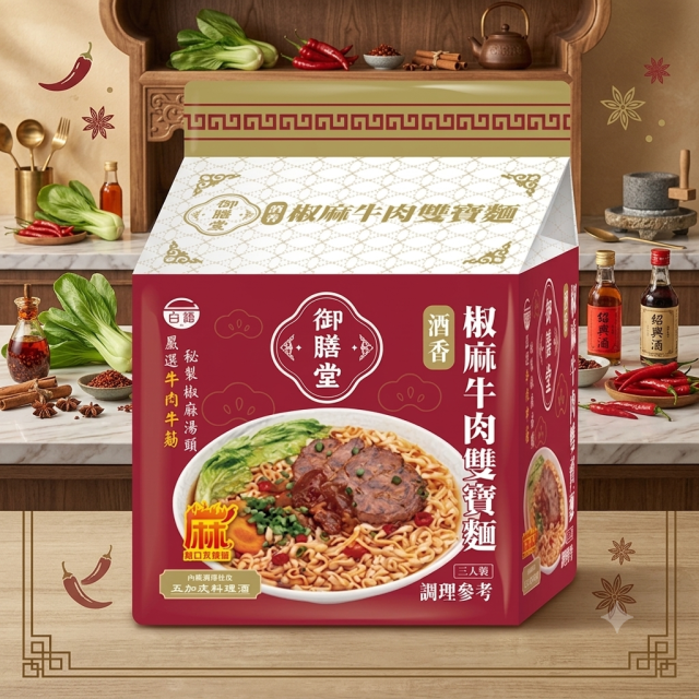 🍜台酒泡麵系列－椒麻牛肉雙寶麵（ 袋3入）